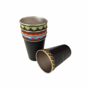 SET de vasos con arte Huichol